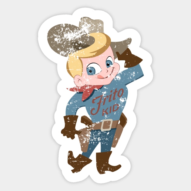 The Frito Kid (distressed) Sticker by DizDefunct